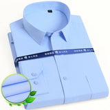 Men's Classic Long Sleeve Solid/striped Basic Dress Shirts Single Patch Pocket Formal Business Standard-fit Office Social Shirt