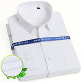 Men's Classic Long Sleeve Solid/striped Basic Dress Shirts Single Patch Pocket Formal Business Standard-fit Office Social Shirt