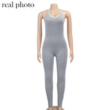 Simenual Sporty Patchwork Halter Backless Rompers Womens Jumpsuit Casual Workout Active Wear Bodycon Street Style Jumpsuits 2020 - ENSEIGNE DENIS