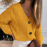 Women Short Cardigan Knitted Sweater Autumn Winter Long Sleeve V neck Jumper Cardigans Casual Streetwear Fashion Pull Femme Coat - ENSEIGNE DENIS