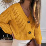 Women Short Cardigan Knitted Sweater Autumn Winter Long Sleeve V neck Jumper Cardigans Casual Streetwear Fashion Pull Femme Coat - ENSEIGNE DENIS