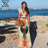 Z-zoux Women Jumpsuit V-neck Sleeveless Print Rompers Womens Jumpsuit Vintage Sexy Plus Size Long Jump Suits Women 2020 New - ENSEIGNE DENIS