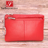 Cheapest Genuine Leather Women Female Wallets Coin Purse Men Small Zipper Money Bags Lady Pouch Card Holder With Key Ring - ENSEIGNE DENIS