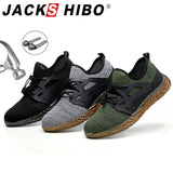 JACKSHIBO  Work Safety Shoes For Men Summer Breathable Boots Working Steel Toe Anti-Smashing Construction Safety Work Sneakers - ENSEIGNE DENIS