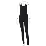 Simenual Sporty Patchwork Halter Backless Rompers Womens Jumpsuit Casual Workout Active Wear Bodycon Street Style Jumpsuits 2020 - ENSEIGNE DENIS