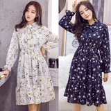 Plus Size 2020 Women Autumn Dresses Bohemian Long Sleeve Chiffon Shirt  Dress White Bow Floral Boho Club Party Dress Winter 3XL - ENSEIGNE DENIS