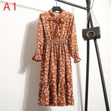 Plus Size 2020 Women Autumn Dresses Bohemian Long Sleeve Chiffon Shirt  Dress White Bow Floral Boho Club Party Dress Winter 3XL - ENSEIGNE DENIS