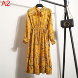 Plus Size 2020 Women Autumn Dresses Bohemian Long Sleeve Chiffon Shirt  Dress White Bow Floral Boho Club Party Dress Winter 3XL - ENSEIGNE DENIS