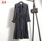 Plus Size 2020 Women Autumn Dresses Bohemian Long Sleeve Chiffon Shirt  Dress White Bow Floral Boho Club Party Dress Winter 3XL - ENSEIGNE DENIS