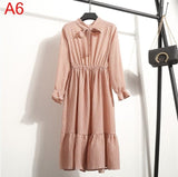 Plus Size 2020 Women Autumn Dresses Bohemian Long Sleeve Chiffon Shirt  Dress White Bow Floral Boho Club Party Dress Winter 3XL - ENSEIGNE DENIS