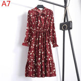 Plus Size 2020 Women Autumn Dresses Bohemian Long Sleeve Chiffon Shirt  Dress White Bow Floral Boho Club Party Dress Winter 3XL - ENSEIGNE DENIS