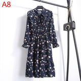 Plus Size 2020 Women Autumn Dresses Bohemian Long Sleeve Chiffon Shirt  Dress White Bow Floral Boho Club Party Dress Winter 3XL - ENSEIGNE DENIS
