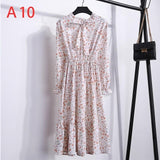 Plus Size 2020 Women Autumn Dresses Bohemian Long Sleeve Chiffon Shirt  Dress White Bow Floral Boho Club Party Dress Winter 3XL - ENSEIGNE DENIS