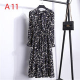 Plus Size 2020 Women Autumn Dresses Bohemian Long Sleeve Chiffon Shirt  Dress White Bow Floral Boho Club Party Dress Winter 3XL - ENSEIGNE DENIS
