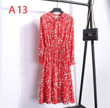 Plus Size 2020 Women Autumn Dresses Bohemian Long Sleeve Chiffon Shirt  Dress White Bow Floral Boho Club Party Dress Winter 3XL - ENSEIGNE DENIS