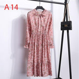 Plus Size 2020 Women Autumn Dresses Bohemian Long Sleeve Chiffon Shirt  Dress White Bow Floral Boho Club Party Dress Winter 3XL - ENSEIGNE DENIS