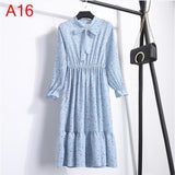 Plus Size 2020 Women Autumn Dresses Bohemian Long Sleeve Chiffon Shirt  Dress White Bow Floral Boho Club Party Dress Winter 3XL - ENSEIGNE DENIS