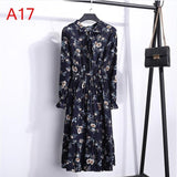 Plus Size 2020 Women Autumn Dresses Bohemian Long Sleeve Chiffon Shirt  Dress White Bow Floral Boho Club Party Dress Winter 3XL - ENSEIGNE DENIS