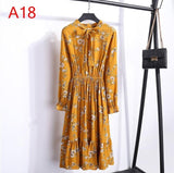 Plus Size 2020 Women Autumn Dresses Bohemian Long Sleeve Chiffon Shirt  Dress White Bow Floral Boho Club Party Dress Winter 3XL - ENSEIGNE DENIS