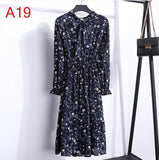Plus Size 2020 Women Autumn Dresses Bohemian Long Sleeve Chiffon Shirt  Dress White Bow Floral Boho Club Party Dress Winter 3XL - ENSEIGNE DENIS