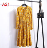 Plus Size 2020 Women Autumn Dresses Bohemian Long Sleeve Chiffon Shirt  Dress White Bow Floral Boho Club Party Dress Winter 3XL - ENSEIGNE DENIS