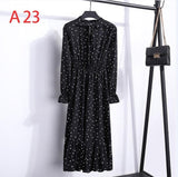 Plus Size 2020 Women Autumn Dresses Bohemian Long Sleeve Chiffon Shirt  Dress White Bow Floral Boho Club Party Dress Winter 3XL - ENSEIGNE DENIS