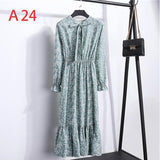 Plus Size 2020 Women Autumn Dresses Bohemian Long Sleeve Chiffon Shirt  Dress White Bow Floral Boho Club Party Dress Winter 3XL - ENSEIGNE DENIS