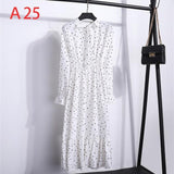 Plus Size 2020 Women Autumn Dresses Bohemian Long Sleeve Chiffon Shirt  Dress White Bow Floral Boho Club Party Dress Winter 3XL - ENSEIGNE DENIS