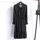 Plus Size 2020 Women Autumn Dresses Bohemian Long Sleeve Chiffon Shirt  Dress White Bow Floral Boho Club Party Dress Winter 3XL - ENSEIGNE DENIS