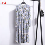 Plus Size 2020 Women Autumn Dresses Bohemian Long Sleeve Chiffon Shirt  Dress White Bow Floral Boho Club Party Dress Winter 3XL - ENSEIGNE DENIS