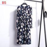 Plus Size 2020 Women Autumn Dresses Bohemian Long Sleeve Chiffon Shirt  Dress White Bow Floral Boho Club Party Dress Winter 3XL - ENSEIGNE DENIS