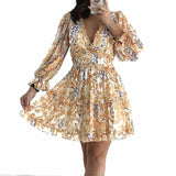 2020 Woman Print Summer Clothes for Beach Dress Style V Neck Backless Sexy Chiffon Dress Ruffle holiday mini dress - ENSEIGNE DENIS