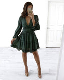 2020 Woman Print Summer Clothes for Beach Dress Style V Neck Backless Sexy Chiffon Dress Ruffle holiday mini dress - ENSEIGNE DENIS