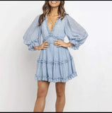 2020 Woman Print Summer Clothes for Beach Dress Style V Neck Backless Sexy Chiffon Dress Ruffle holiday mini dress - ENSEIGNE DENIS