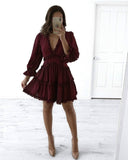 2020 Woman Print Summer Clothes for Beach Dress Style V Neck Backless Sexy Chiffon Dress Ruffle holiday mini dress - ENSEIGNE DENIS