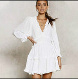 2020 Woman Print Summer Clothes for Beach Dress Style V Neck Backless Sexy Chiffon Dress Ruffle holiday mini dress - ENSEIGNE DENIS