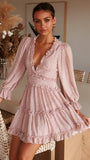 2020 Woman Print Summer Clothes for Beach Dress Style V Neck Backless Sexy Chiffon Dress Ruffle holiday mini dress - ENSEIGNE DENIS