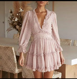 2020 Woman Print Summer Clothes for Beach Dress Style V Neck Backless Sexy Chiffon Dress Ruffle holiday mini dress - ENSEIGNE DENIS