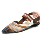 Fashion Women Flats Genuine Leather Mesh Elastic Band Comfortable Low Heels Pointed Toe SlingBacks Spring/Summer Shoes For Lady - ENSEIGNE DENIS