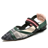 Fashion Women Flats Genuine Leather Mesh Elastic Band Comfortable Low Heels Pointed Toe SlingBacks Spring/Summer Shoes For Lady - ENSEIGNE DENIS