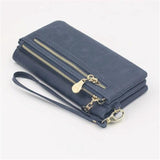 Fashion Women Wallets Dull Polish Leather Wallet Double Zipper Day Clutch Purse Wristlet Portefeuille Handbags Carteira Feminina - ENSEIGNE DENIS