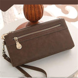 Fashion Women Wallets Dull Polish Leather Wallet Double Zipper Day Clutch Purse Wristlet Portefeuille Handbags Carteira Feminina - ENSEIGNE DENIS