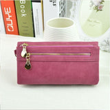 Fashion Women Wallets Dull Polish Leather Wallet Double Zipper Day Clutch Purse Wristlet Portefeuille Handbags Carteira Feminina - ENSEIGNE DENIS