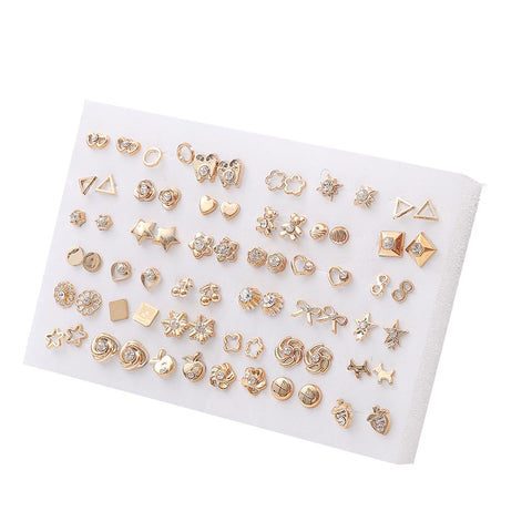 18/36pairs Fashion Mix Style Gold Color Rhinestone Crystal Flower Stud Earings Set For Women Girls Jewelry Brincos Oorbellen - ENSEIGNE DENIS