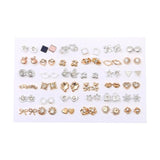18/36pairs Fashion Mix Style Gold Color Rhinestone Crystal Flower Stud Earings Set For Women Girls Jewelry Brincos Oorbellen - ENSEIGNE DENIS