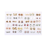 18/36pairs Fashion Mix Style Gold Color Rhinestone Crystal Flower Stud Earings Set For Women Girls Jewelry Brincos Oorbellen - ENSEIGNE DENIS