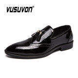 Big Size Men Carved Brogue Shoes Men Office Casual Men  Pointed Toe Male Patent Leather Loafers Tassel Fashion Party Shoes - ENSEIGNE DENIS