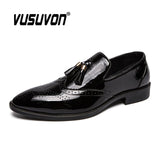 Big Size Men Carved Brogue Shoes Men Office Casual Men  Pointed Toe Male Patent Leather Loafers Tassel Fashion Party Shoes - ENSEIGNE DENIS