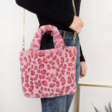 Winter Fashion Faux Fur Bag Large Capacity Leopard Print Bag Women's One-shoulder Messenger Handbag Bag Plush Female Bag - ENSEIGNE DENIS