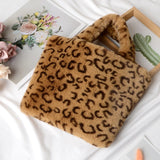 Winter Fashion Faux Fur Bag Large Capacity Leopard Print Bag Women's One-shoulder Messenger Handbag Bag Plush Female Bag - ENSEIGNE DENIS